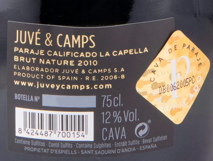 2010 Sparkling Wine Cava Juvé & Camps La Capella Brut Nature