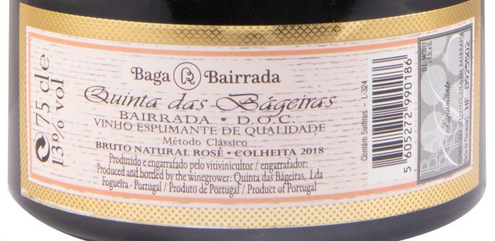 2018 Sparkling Wine Quinta das Bágeiras Baga Grande Reserva Brut Nature rosé