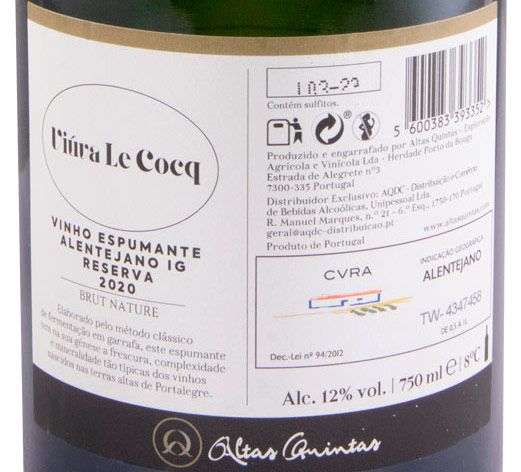 2020 Espumante Altas Quintas Viúva Le Cocq Reserva Bruto Natural