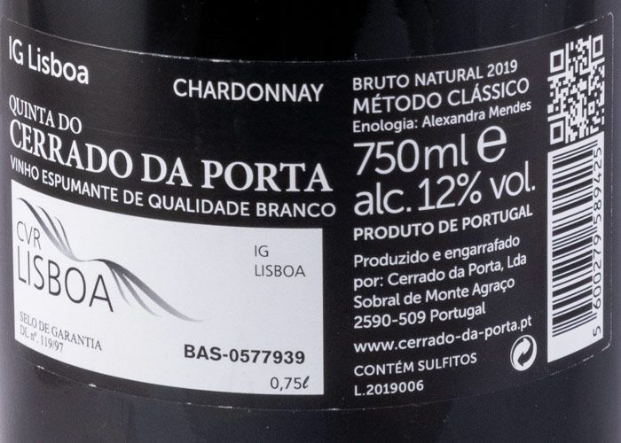 2019 Sparkling Wine Quinta do Cerrado da Porta Super Reserva Blanc de Blanc Brut