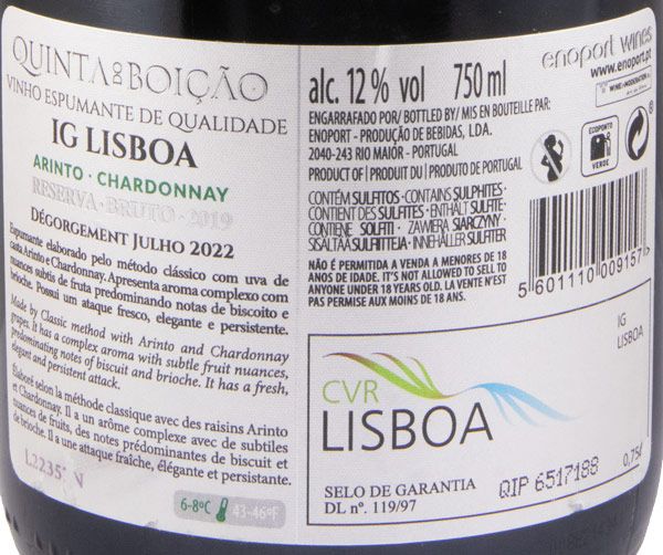 2019 Sparkling Wine Quinta do Boição Arinto & Chardonnay Reserva Brut