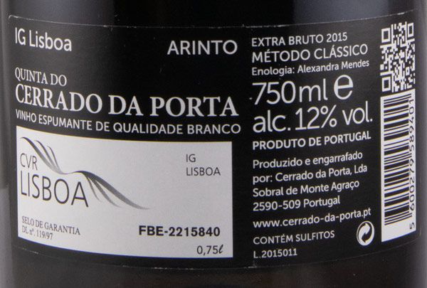 2015 Sparkling Wine Quinta do Cerrado da Porta Arinto Grande Reserva Extra Brut