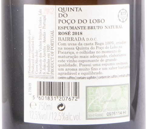 2018 Sparkling Wine Quinta do Poço do Lobo Brut Nature rosé