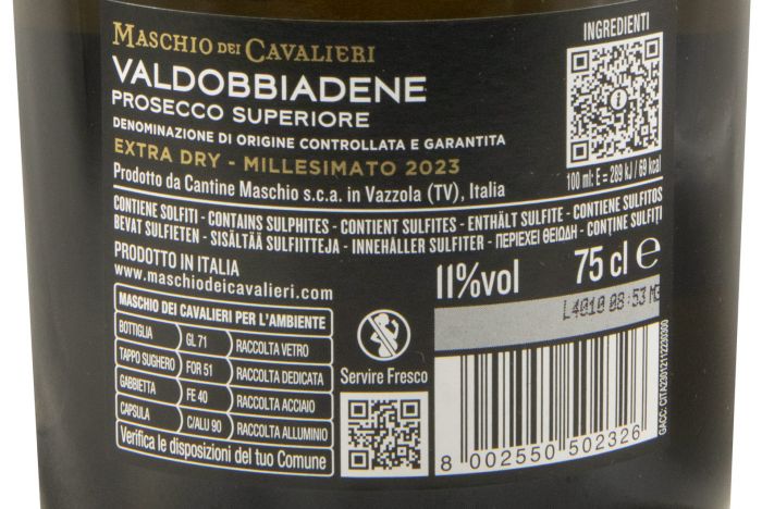 2023 Espumante Prosecco Maschio dei Cavalieri Valdobbiadene Extra Seco