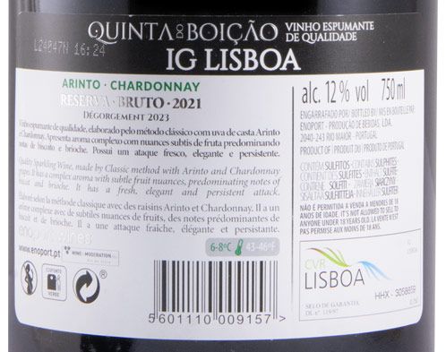2021 Sparkling Wine Quinta do Boição Arinto & Chardonnay Reserva Brut