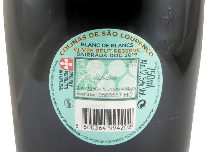 2019 Sparkling Wine Colinas Blanc de Blancs Cuvée Reserva Brut