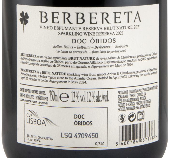 2021 Espumante Berbereta Reserva Bruto Natural