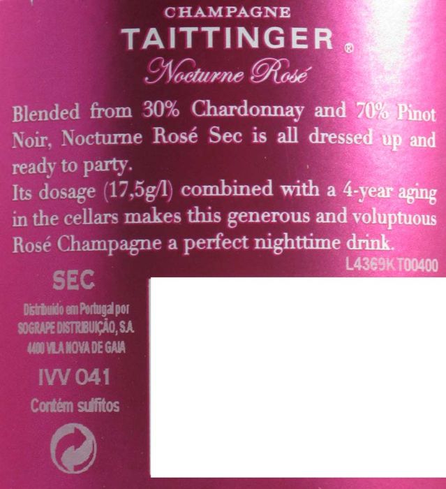 Champagne Taittinger Nocturne City Nights Edition Dry rose