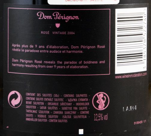 2004 Champagne Dom Pérignon Bruto rosé