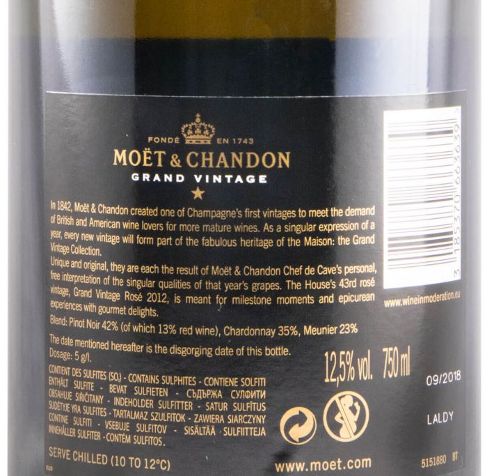 2012 Champagne Moët & Chandon Grand Vintage Extra Bruto rosé