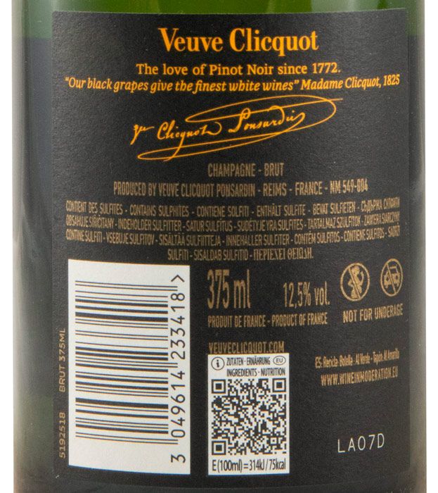 Champagne Veuve Clicquot Ponsardin Bruto 37,5cl
