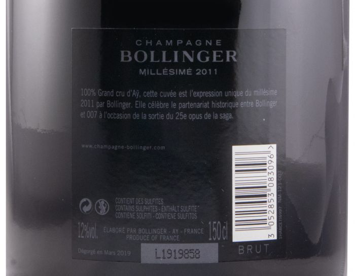 2011 Champagne Bollinger Bond 007 No Time To Die Millésime 1,5L