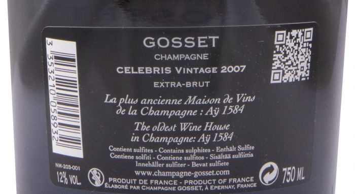 2007 Champagne Gosset Celebris Extra Brut