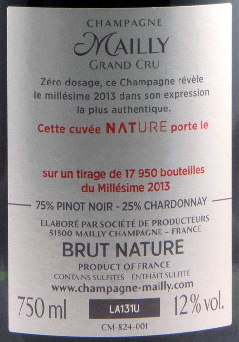 2013 Champagne Mailly Grand Cru Bruto Natural