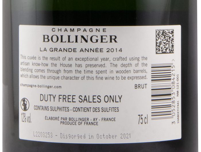 2014 Champagne Bollinger La Grande Année Bruto