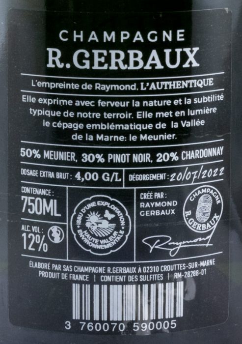 Champagne R. Gerbaux L'Empreinte de Raymond L'Authentique Extra Bruto