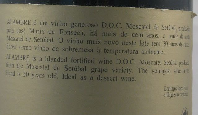 Moscatel de Setúbal José Maria da Fonseca Alambre 30 years 37.5cl