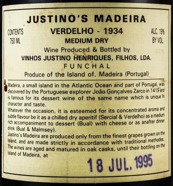 1934 Madeira V.J.H. Verdelho