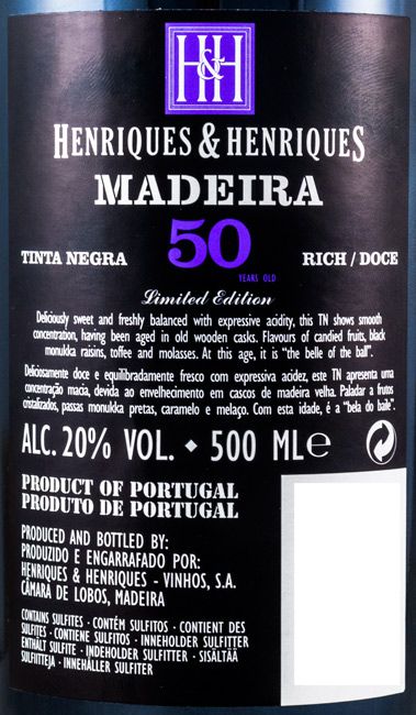 Madeira Henriques & Henriques Tinta Negra 50 anos 50cl