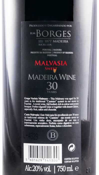 Madeira H. M. Borges Malvasia 30 years
