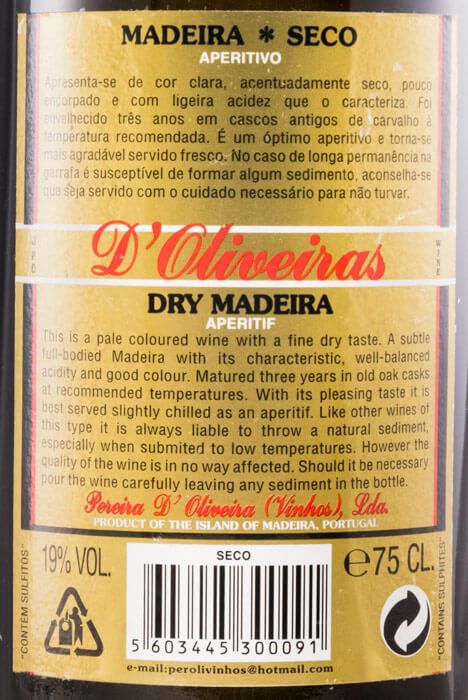 Madeira D'Oliveiras Seco 3 years