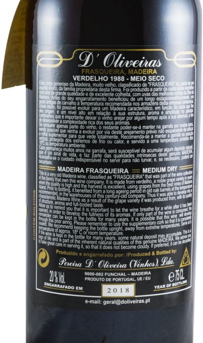 1988 Madeira D'Oliveiras Verdelho