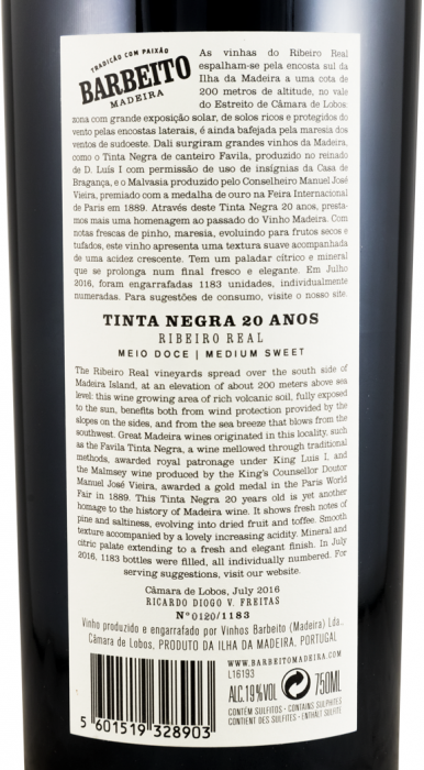 Madeira Barbeito Ribeiro Real Tinta Negra 20 years