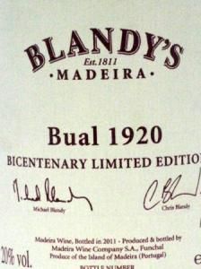 1920 Madeira Blandy's Bual 1,5L