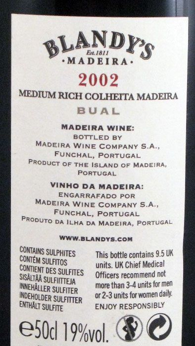 2002 Madeira Blandy's Bual Colheita 50cl