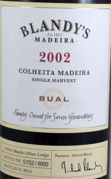 2002 Madeira Blandy's Bual Colheita 50cl