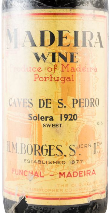 1920 Madeira H. M. Borges Caves de S. Pedro Solera