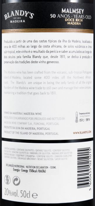 Madeira Blandy's Malmsey 50 anos 50cl