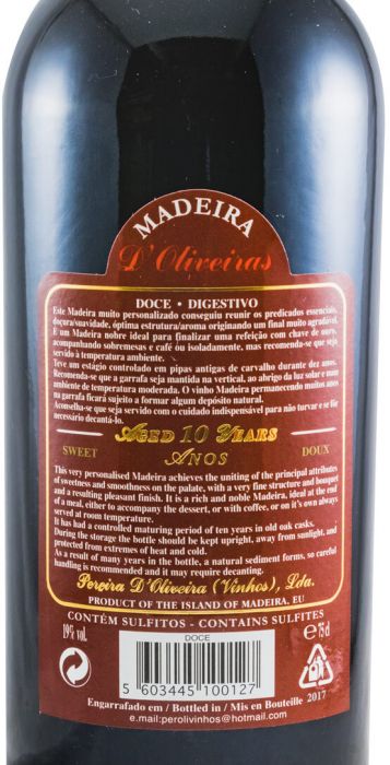 Madeira D'Oliveiras Doce 10 years