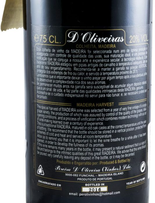 2002 Madeira D'Oliveiras Malvazia