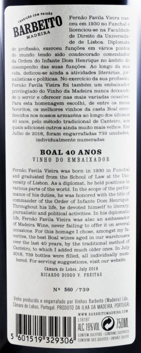 Madeira Barbeito Vinha do Embaixador Boal 40 years