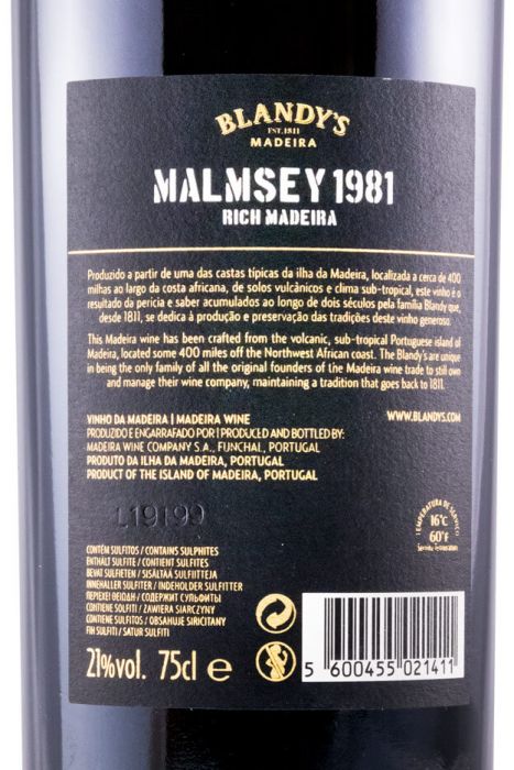 1981 Madeira Blandy's Malmsey Vintage
