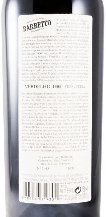 1995 Madeira Barbeito Verdelho Frasqueira