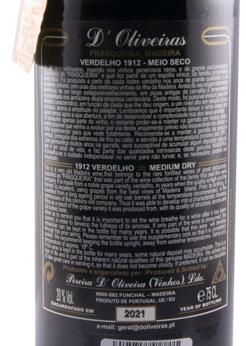 1912 Madeira D'Oliveiras Verdelho