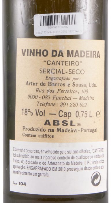 2002 Madeira Artur de Barros e Sousa Sercial Canteiro