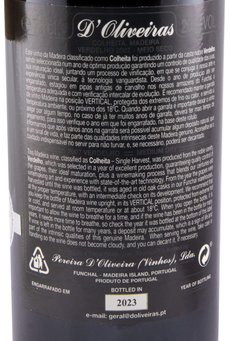 2007 Madeira D'Oliveiras Verdelho