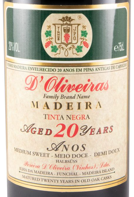 Madeira D'Oliveiras Tinta Negra Medium Sweet 20 years