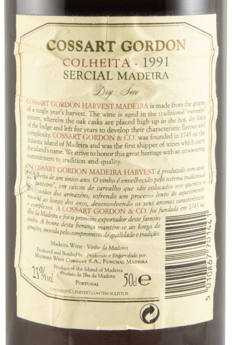 1991 Madeira Cossart Gordon Sercial 50cl