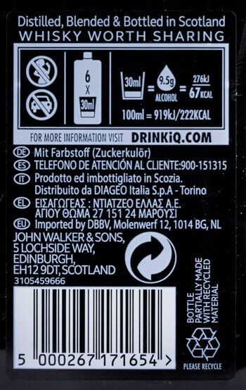 Frasco Johnnie Walker Black Label Pocket 12 anos 20cl