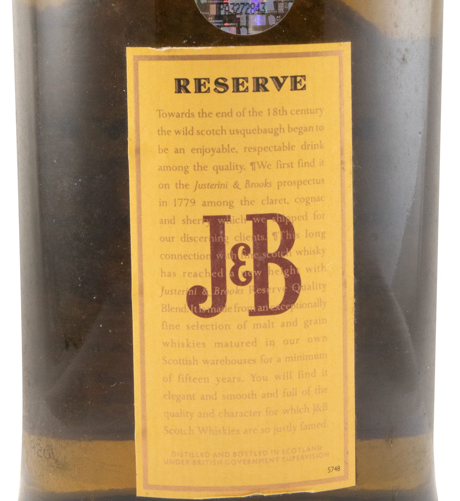 J&B Reserve 15 anos (garrafa antiga)