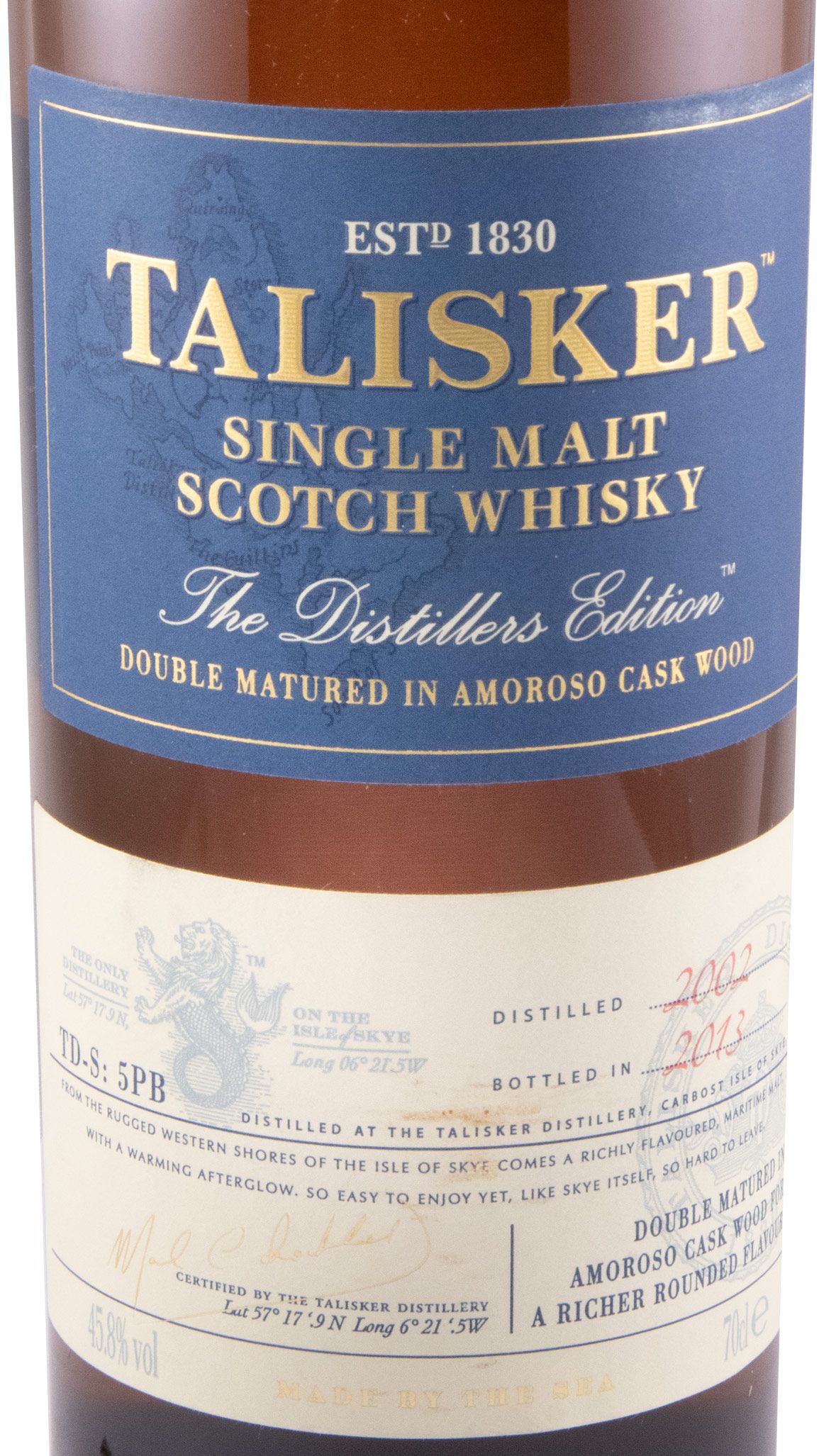 2002 Talisker The Distillers Edition Double Matured Amoroso Cask (engarrafado em 2013)