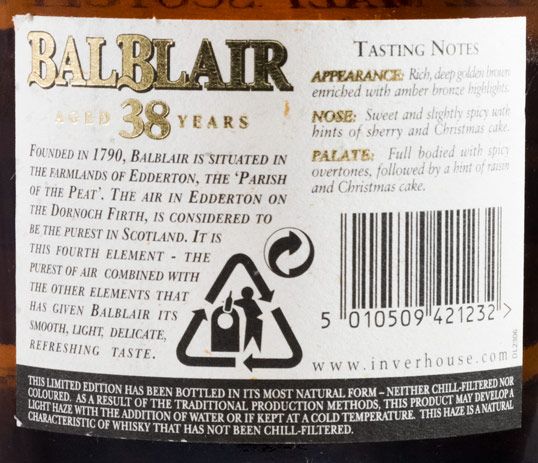 Balblair 38 anos (garrafa n.º663)