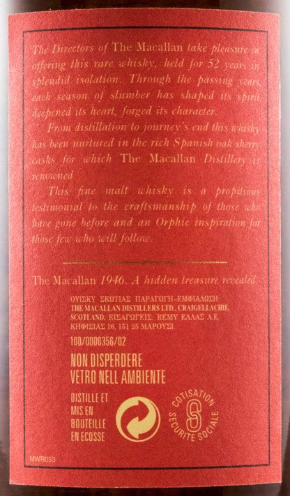 1946 Macallan Select Reserve 52 anos