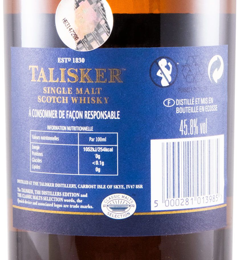 2002 Talisker Classic Malt & Food c/2 Copos (engarrafado em 2013)