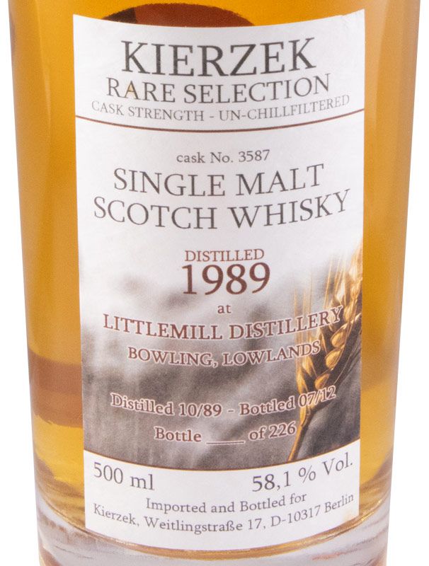 1989 Littlemill Kierzek Cask 3587 Cask Strength