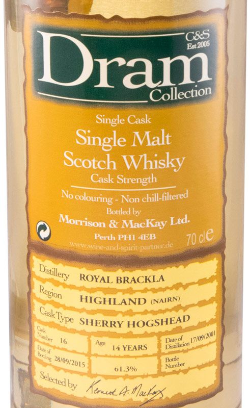 2001 Dram Collection Morrison & MacKay Royal Brackla 14 anos (engarrafado em 2015)